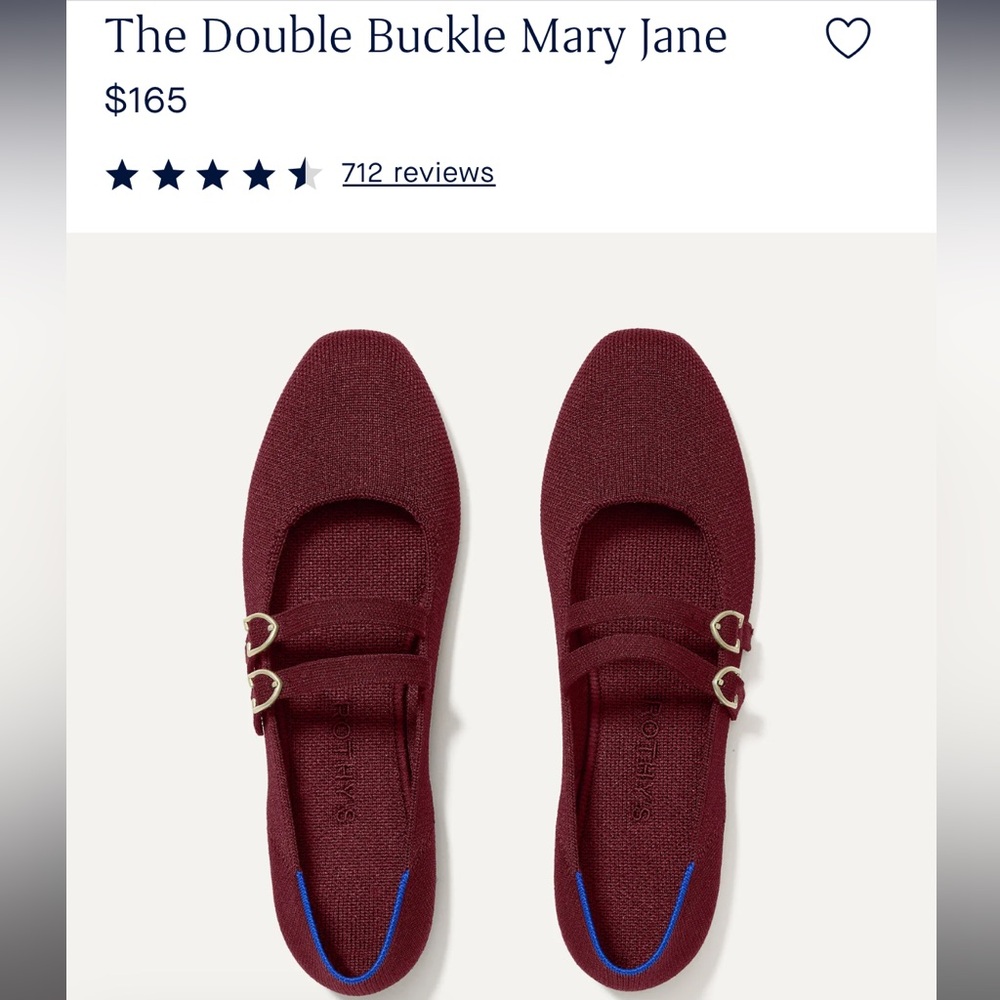 Rothy’s The Double Buckle Mary Jane Flats, Burgundy/Cabernet, 7.5